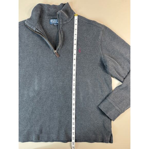 VTG Polo Ralph Lauren Men’s Medium 1/4 Zip Pullover Sweater Grey Mariana Islands - Picture 8 of 11
